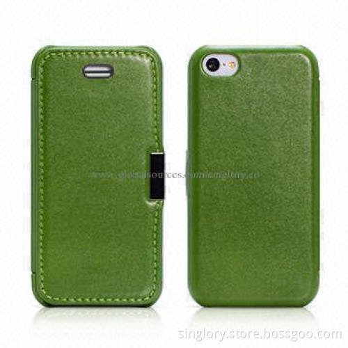 Brand New PU Leather Flip Heat Setting Cases for iPhone 5S, Various Colors Available